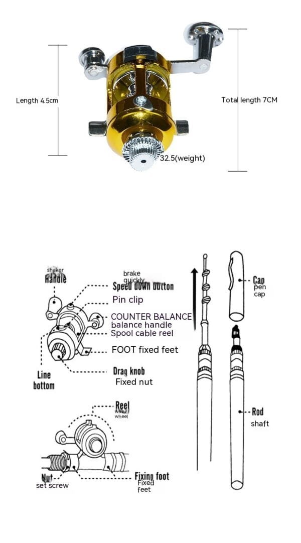 Portable Telescopic Pocket Stream Fishing Rod Ice Rod Sea Fishing Rod 1m Pen Fishing Rod Kit - Image 5
