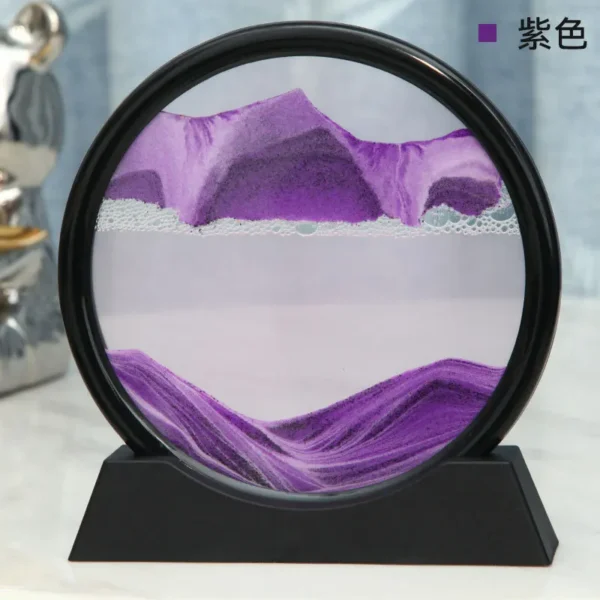 3D Moving Sand Art Picture Round Glass Deep Sea Sandscape Hourglass Quicksand Craft Flowing Sand Painting Office Home Decor Gift - Image 4