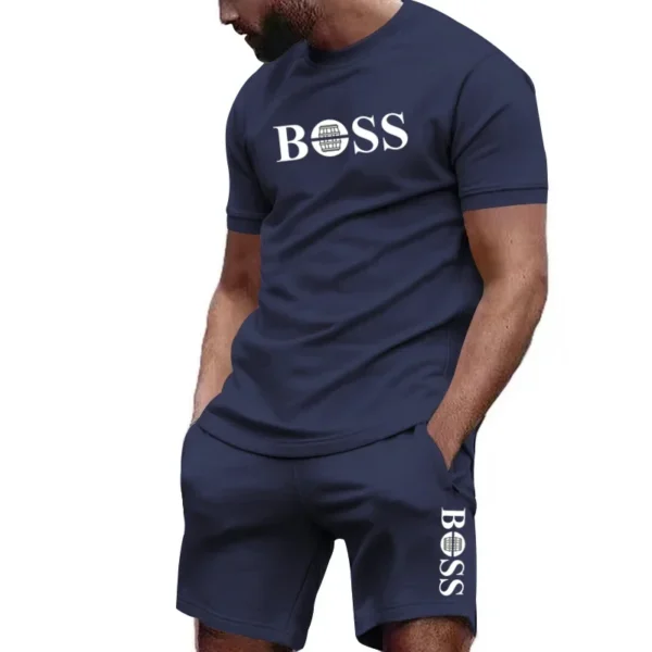 Men's two-piece sportswear, short sleeved T-shirt and pants set, running and fitness sportswear, summer 2024, big discount, 2024