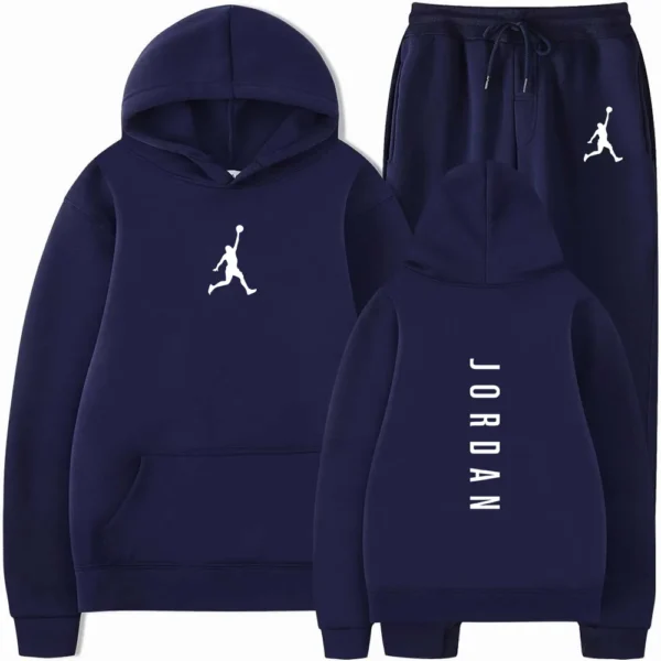 Tracksuit Sets Men's Casual Fleece Warm Hoodies Pants 2PCS Mens Long Sleeve Sport Suit Male Pullover Hoodies Sports Clothing - Image 2