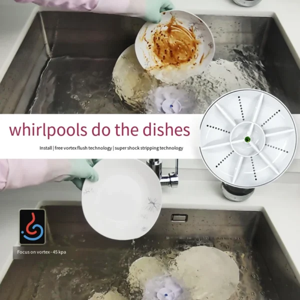Mini Turbo Dishwasher Portable Ultrasonic Dish Washer USB Chargeable Vegetable Washing Machine Household Sink Dishwasher Device - Image 3