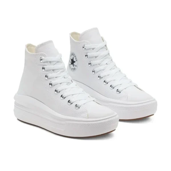 Converse All Star Move High Top Cloud Pattern Thick Sole Anti-slip Wear-resistant High Top Canvas Women's Shoes Pure White - Image 4