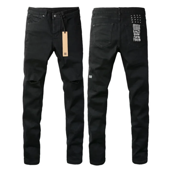 Black Fashion Cross Brand Men KSUBI Jeans High Street Hole Trend Low Rise Skinny Denim Pants Ripped Frayed Trousers 3005 - Image 4