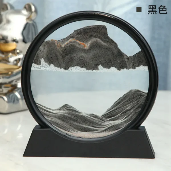 3D Moving Sand Art Picture Round Glass Deep Sea Sandscape Hourglass Quicksand Craft Flowing Sand Painting Office Home Decor Gift - Image 5