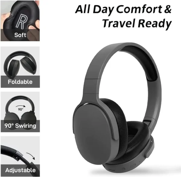 #P2961 Wireless Bluetooth 5.3 Headphones Over Ear Hifi Stereo Headset True Sports With Earphones TF/AUX Music Player with HD Mic - Image 6