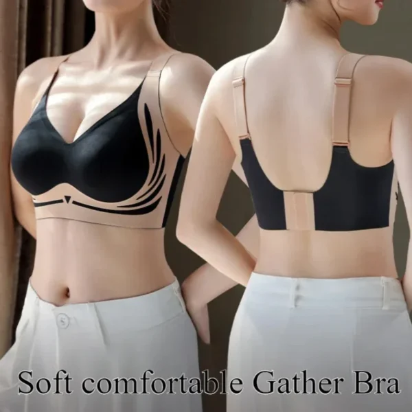 Super Gather Wireless Push-up Bra Women Gathered Up Soft Support Adjustable Underwear Anti-sagging Seamless Lift-up Bra - Image 2