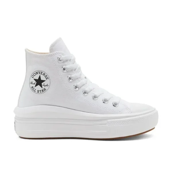 Converse All Star Move High Top Cloud Pattern Thick Sole Anti-slip Wear-resistant High Top Canvas Women's Shoes Pure White - Image 2