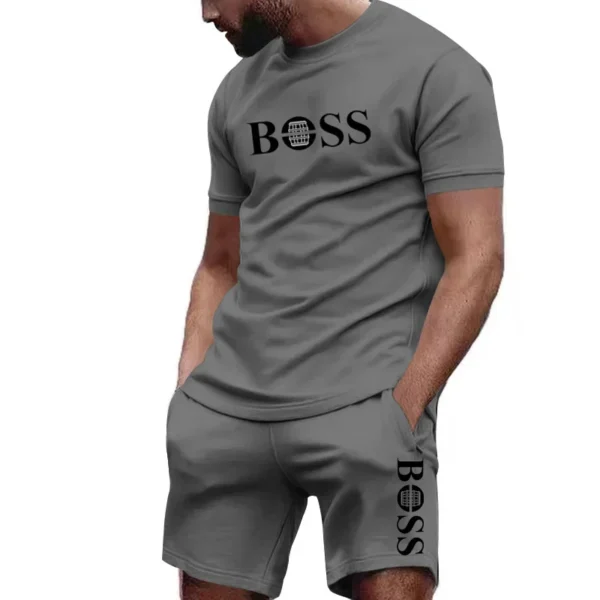 Men's two-piece sportswear, short sleeved T-shirt and pants set, running and fitness sportswear, summer 2024, big discount, 2024 - Image 3