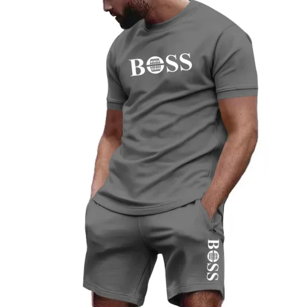 Men's two-piece sportswear, short sleeved T-shirt and pants set, running and fitness sportswear, summer 2024, big discount, 2024 - Image 2