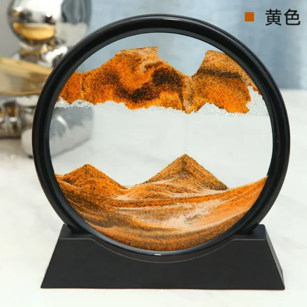 3D Moving Sand Art Picture Round Glass Deep Sea Sandscape Hourglass Quicksand Craft Flowing Sand Painting Office Home Decor Gift - Image 2