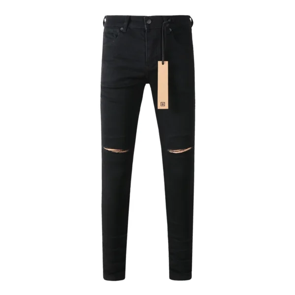 Black Fashion Cross Brand Men KSUBI Jeans High Street Hole Trend Low Rise Skinny Denim Pants Ripped Frayed Trousers 3005 - Image 3