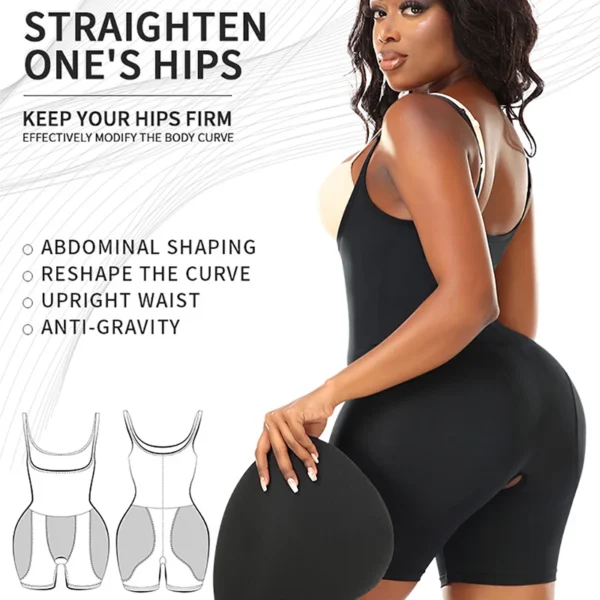 Women Upgraded Butt Lifing Shapewear Hourglass Body Shaper Bodysuit with Side Hip Pads Booty Enhancer Tummy Control Corset Fajas - Image 3