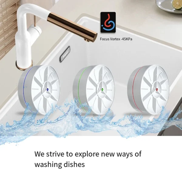 Mini Turbo Dishwasher Portable Ultrasonic Dish Washer USB Chargeable Vegetable Washing Machine Household Sink Dishwasher Device - Image 6