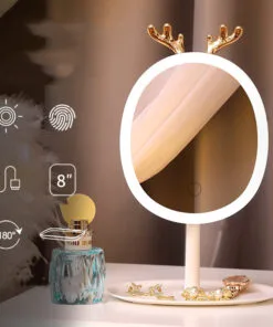 LED smart makeup mirror antler design wireless charging