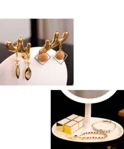 LED smart makeup mirror antler design wireless charging