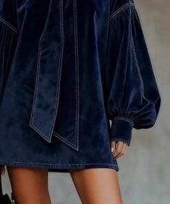 Long Sleeve Bow Short Dress
