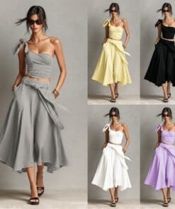 Off-Shoulder Top & High-Waist A-Line Skirt Set