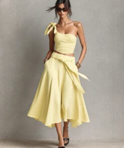 Off-Shoulder Top & High-Waist A-Line Skirt Set