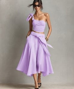 Off-Shoulder Top & High-Waist A-Line Skirt Set