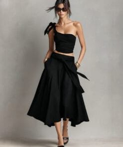 Off-Shoulder Top & High-Waist A-Line Skirt Set