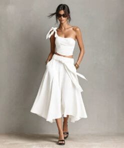 Off-Shoulder Top & High-Waist A-Line Skirt Set