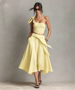 Off-Shoulder Top & High-Waist A-Line Skirt Set