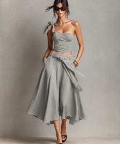 Off-Shoulder Top & High-Waist A-Line Skirt Set