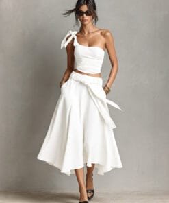 Off-Shoulder Top & High-Waist A-Line Skirt Set