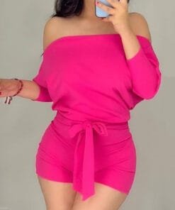 Rose Red Shorts Romper