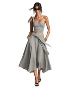 Off-Shoulder Top & High-Waist A-Line Skirt Set